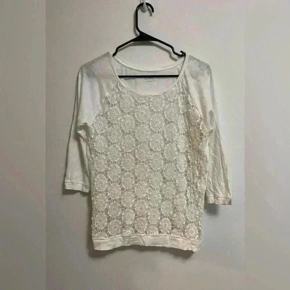 LOFT Tops - Ann Taylor LOFT - Women’s 3/4 Sleeve White Layered Embroidered Top - Size S